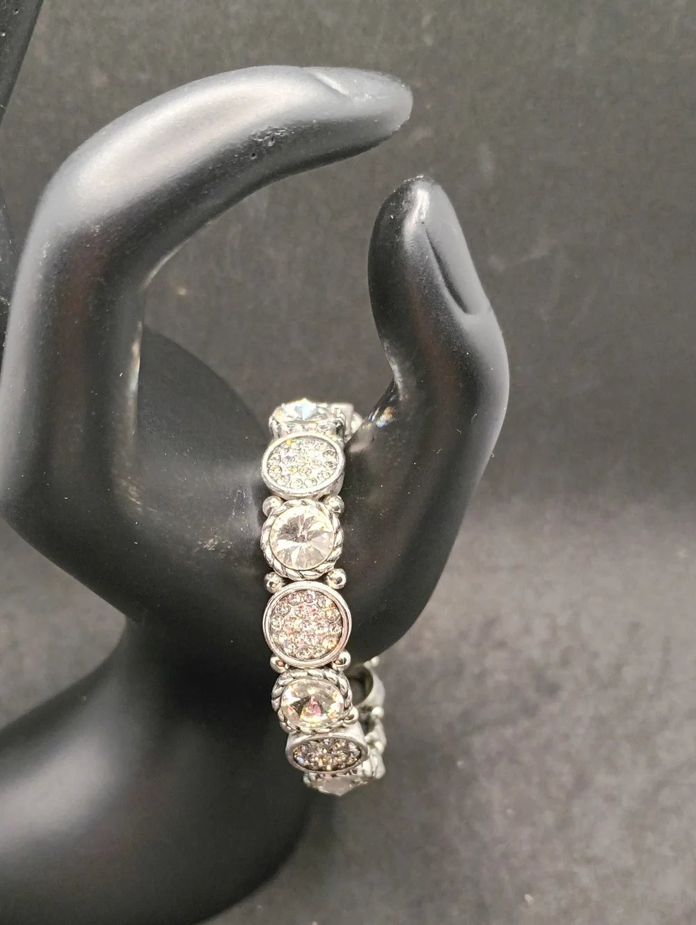 Kids Sparkling Silver-Tone Crystal Link Bracelet